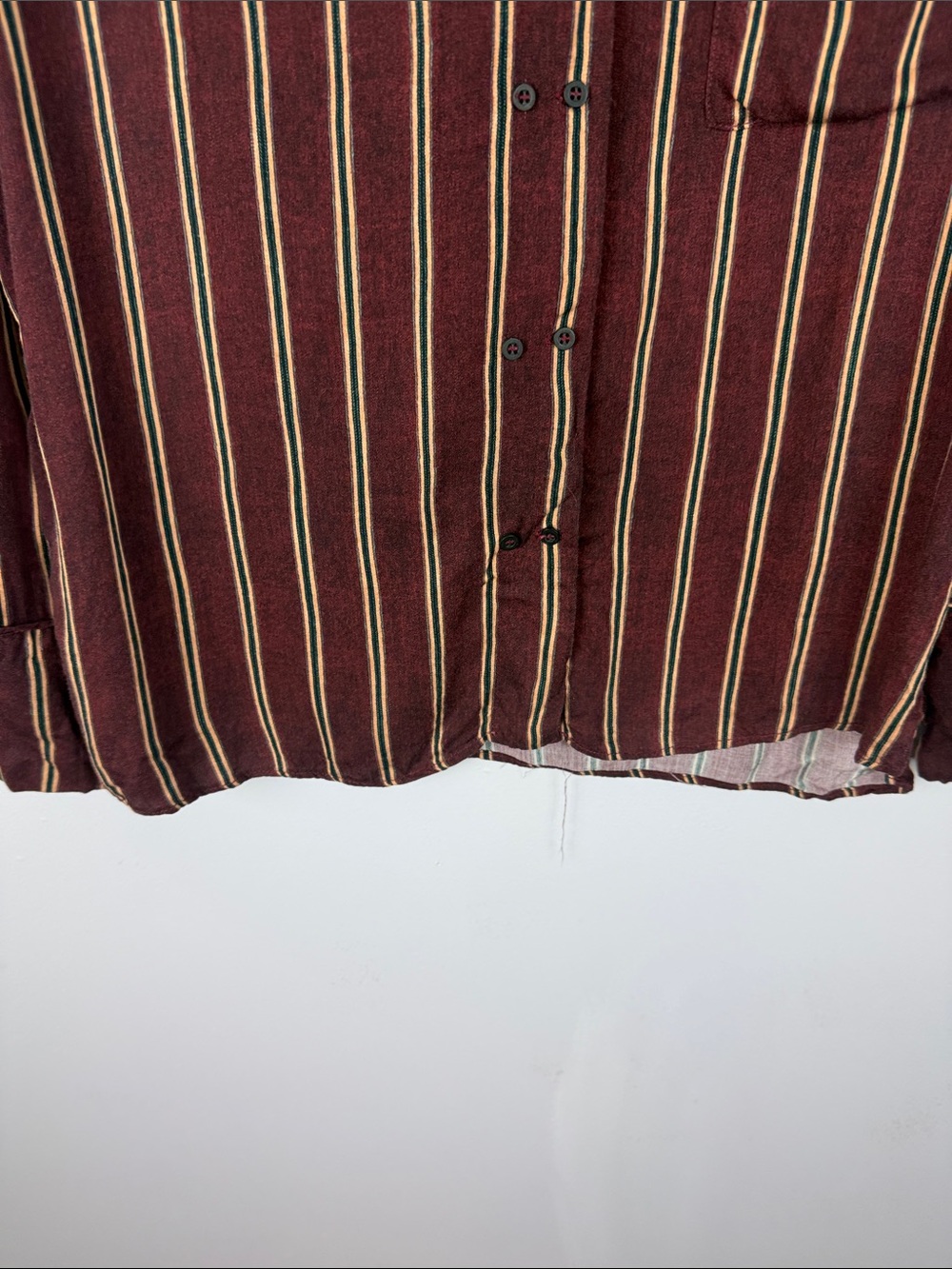 MANGO Suit Striped Button Down Blouse Burgundy Gold Green Size S / 4 - Picture 10 of 13